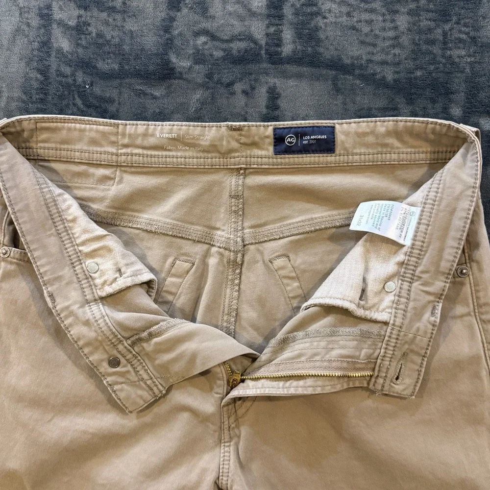 AG Adriano Goldschmied Everett Pants Mens 31x28 Khaki Slim Straight Stretch